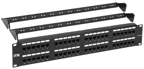 ITK 2U патч-панель кат.5E UTP 48 портов (Dual) с кабельным органайзером | код PP48-2UC5EU-D05-1 | IEK